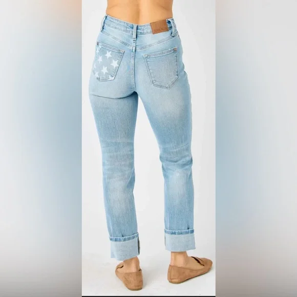 Judy Blue Boyfriend Star Pocket - Picture 1 of 2